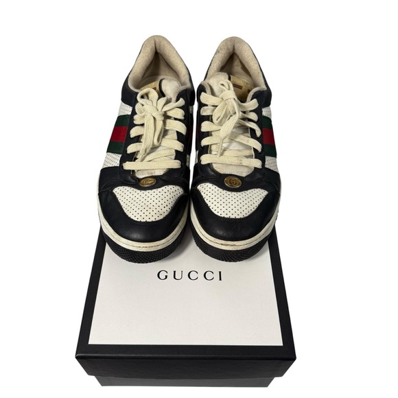 Gucci Screener low top leather Sneakers red green GG logo - Picture 1 of 14